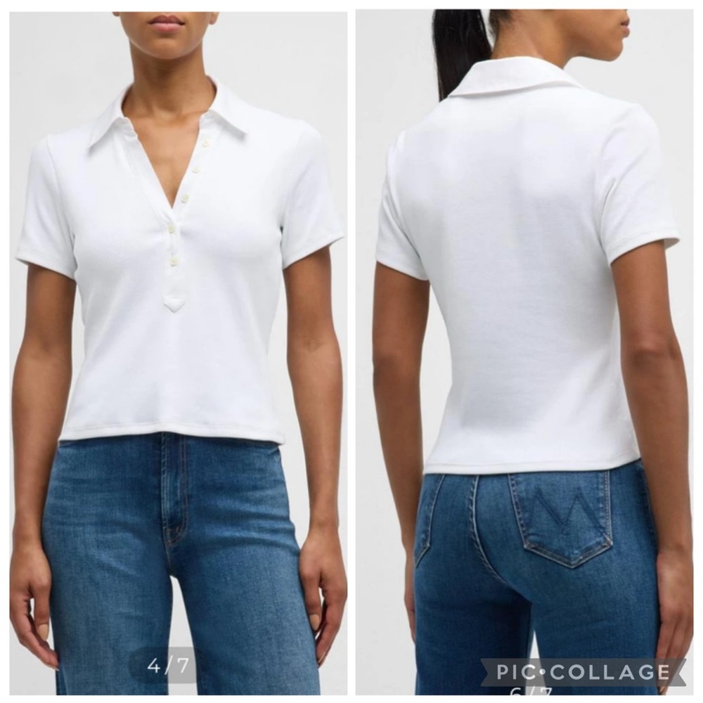 Veronica Beard Kearney Short Sleeve Polo‎ White XS - Picture 3 of 9